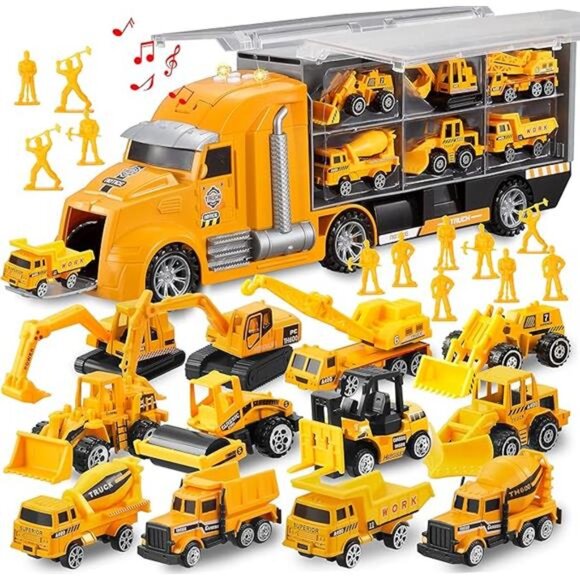25 in 1 Construction Truck Vehicle Toy Set, Play Vehicles Set with Sounds - Picture 7 of 7